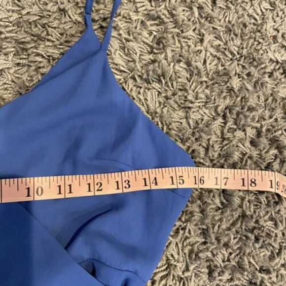 Lulus Manhattan Moment Blue Ruffled Midi Wrap Dress Size S - Picture 11 of 12